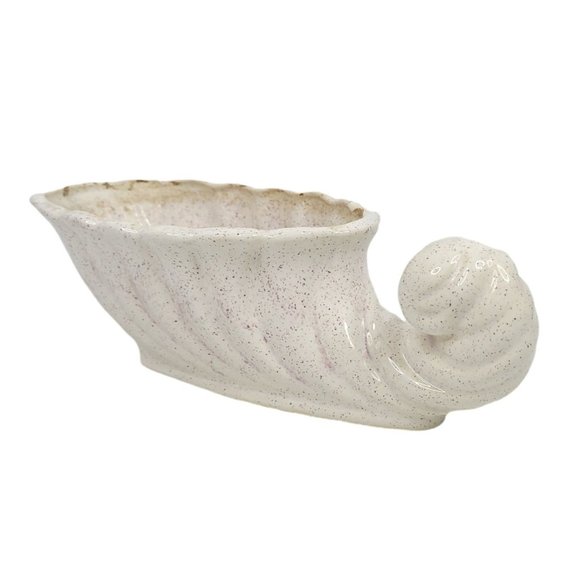 Vintage USA 200 Ceramic Seashell Planter Tabletop Serving Bowl Speckled Cream - Picture 4 of 10